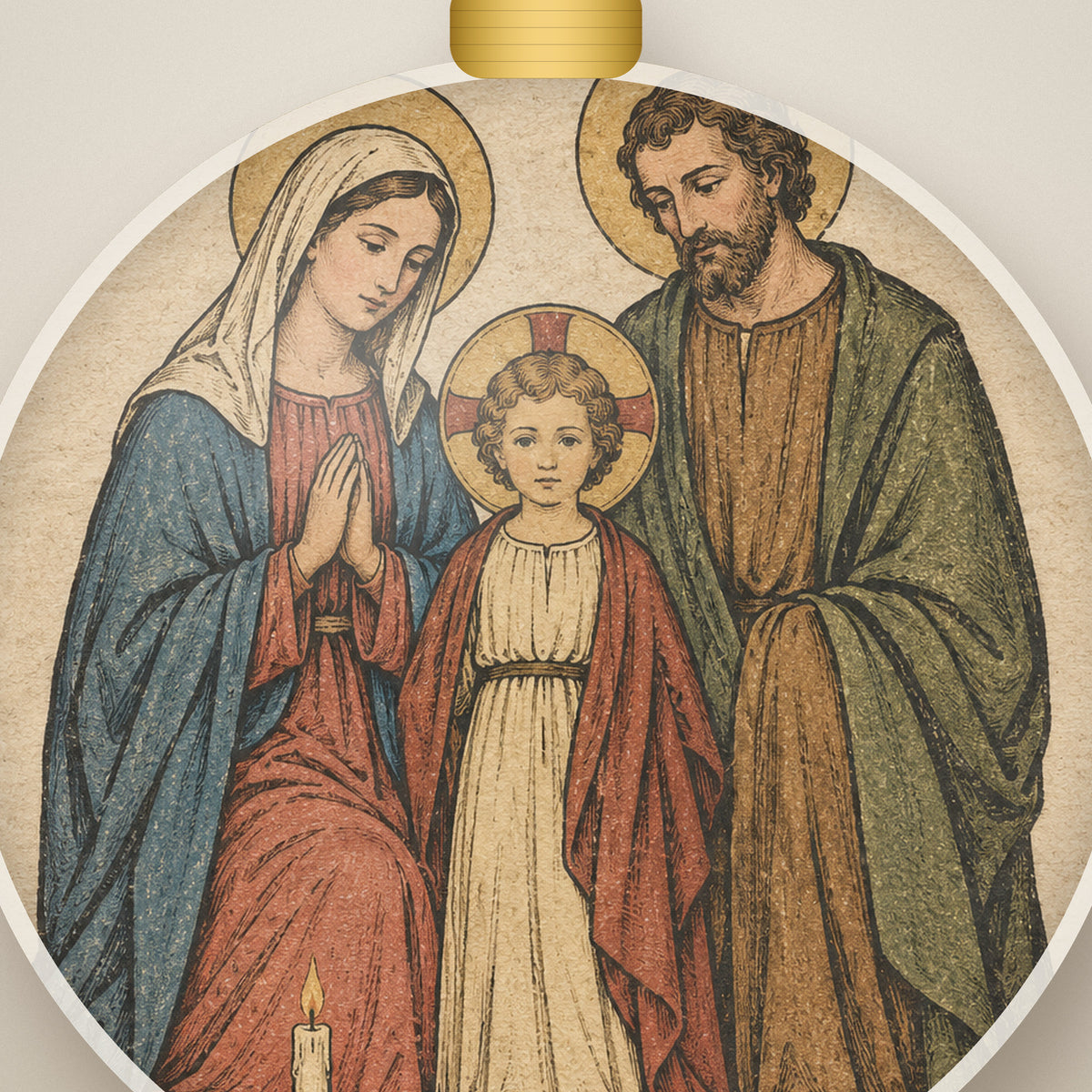 The Lord Bless Thee Ceramic Ornament - Catholic Christmas Ornament, detail view