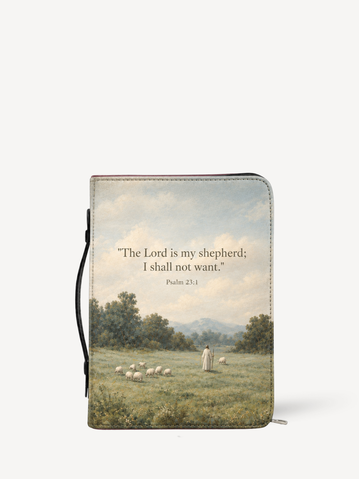The Lord Is My Shepherd Bible Cover - PU Leather Bible Cover, front view