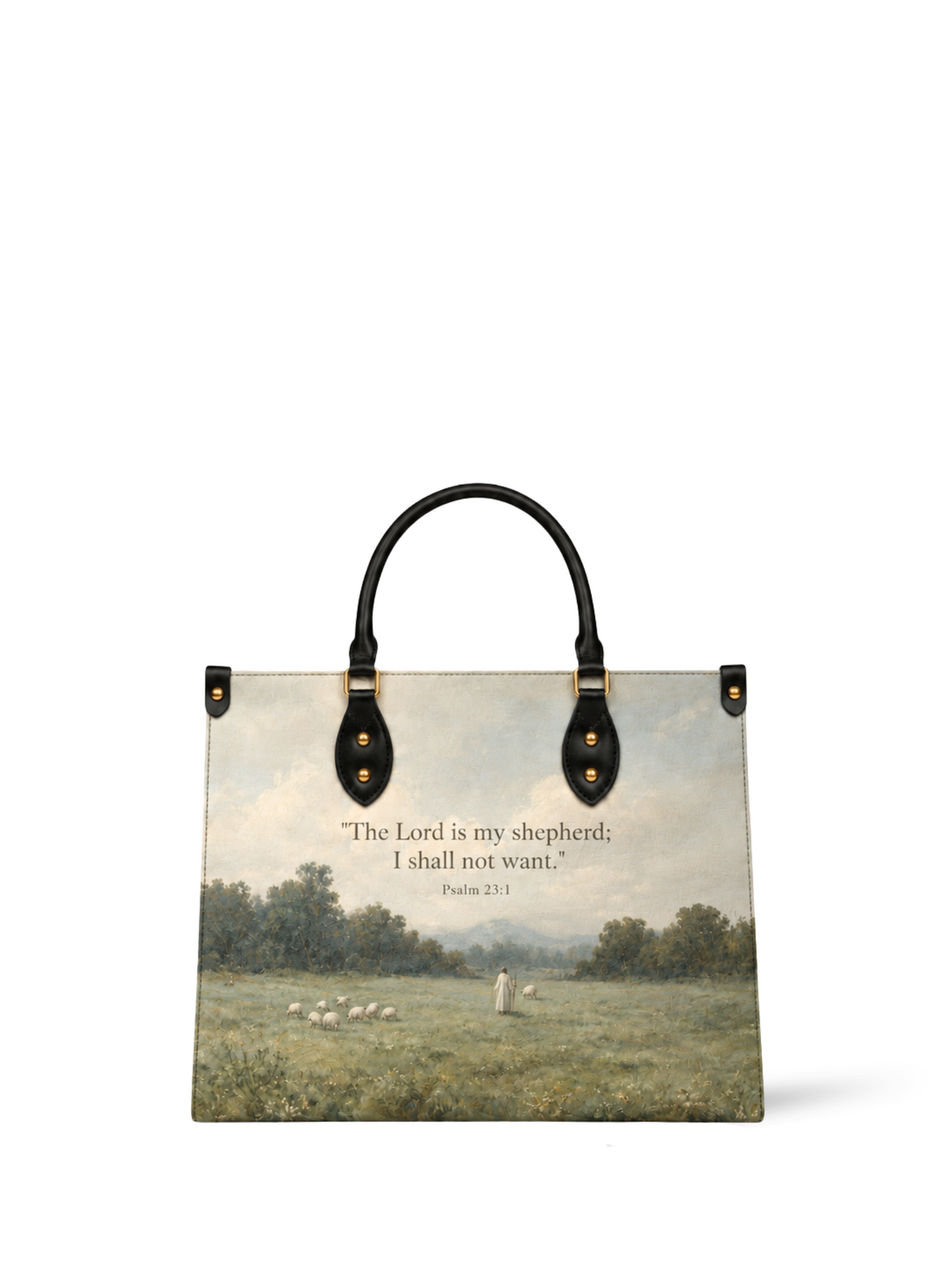 The Lord Is My Shepherd PU Leather Handbag - Christian Handbag, front view