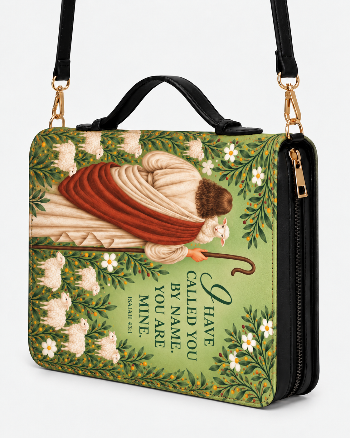 The Shepherd's Grace Bible Cover - Leather Bible Cover, detail view