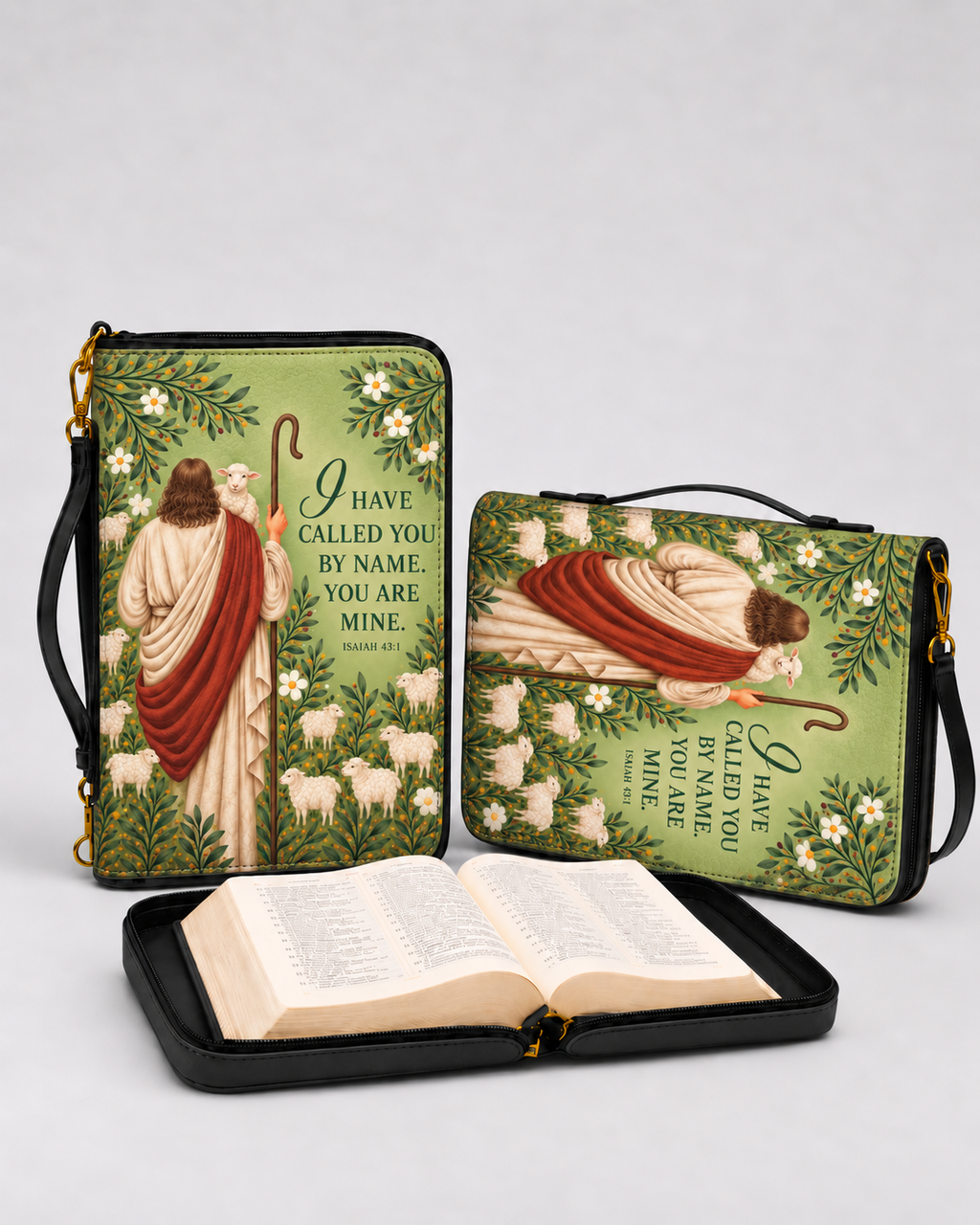The Shepherd's Grace Bible Cover - Leather Bible Cover, styled in the home