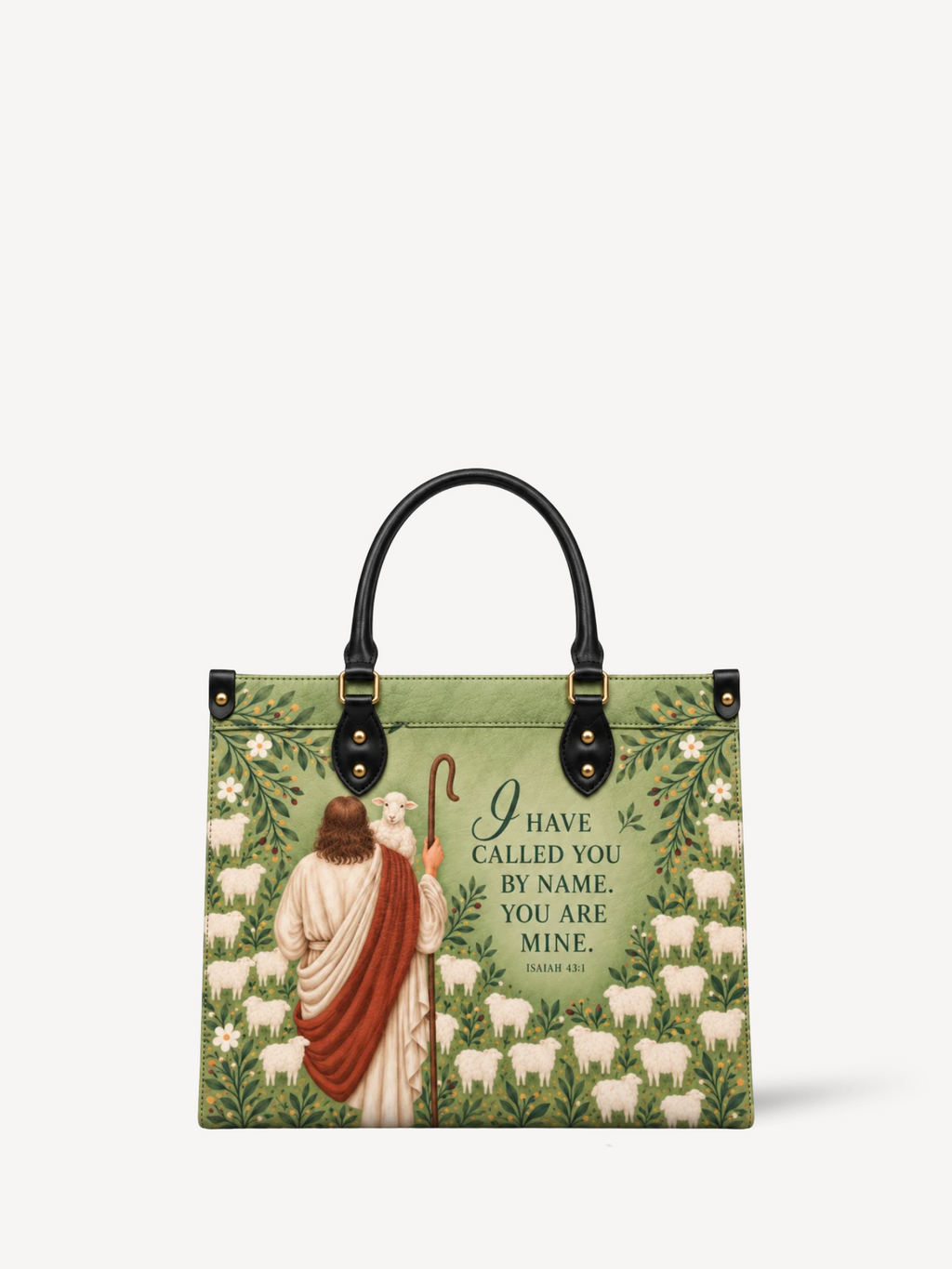 The Shepherd's Grace Leather Handbag - Christian Handbag, front view