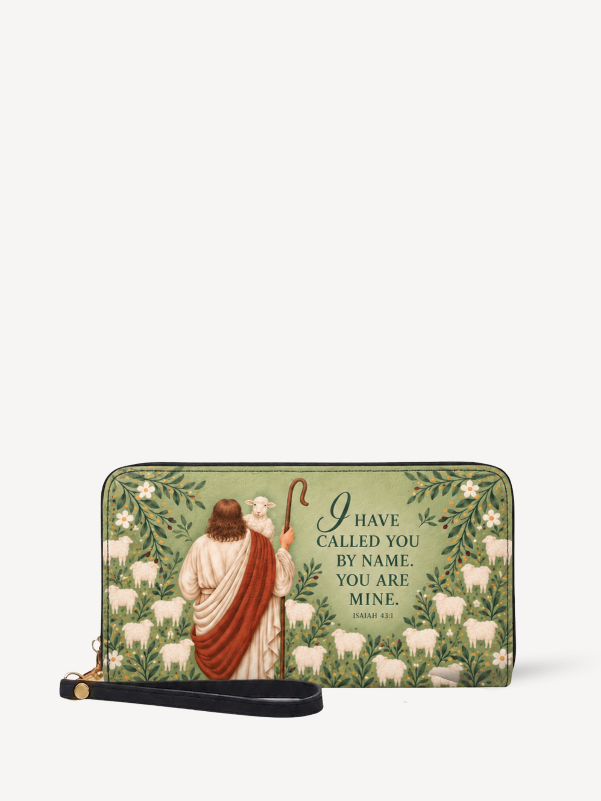 The Shepherd's Grace Leather Wallet - Christian Wallet, front view