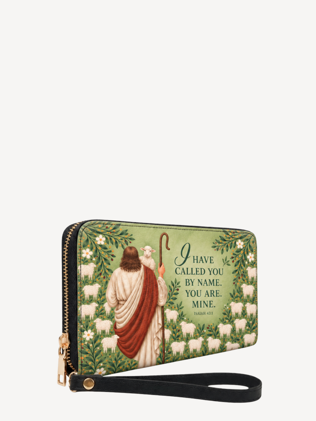 The Shepherd's Grace Leather Wallet - Christian Wallet, detail view