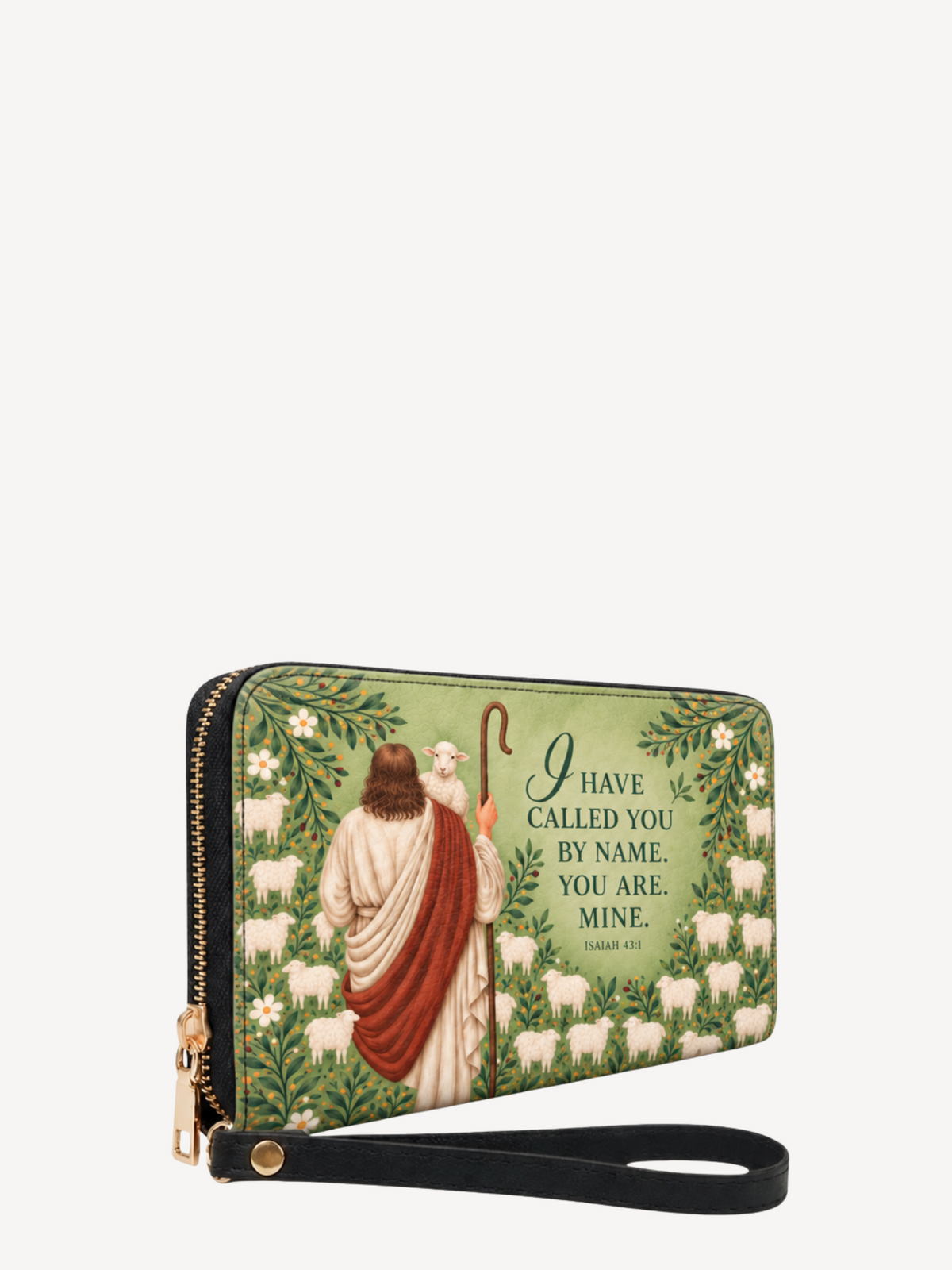 The Shepherd's Grace Leather Wallet - Christian Wallet, detail view