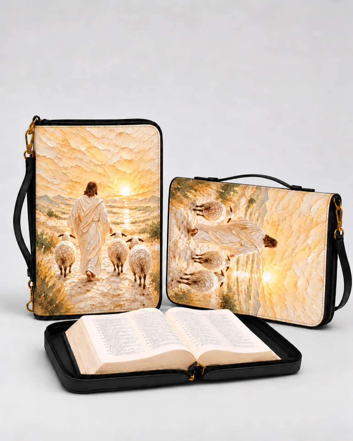 The Shepherds Promise Bible Cover - Leather Bible Cover, styled in the home