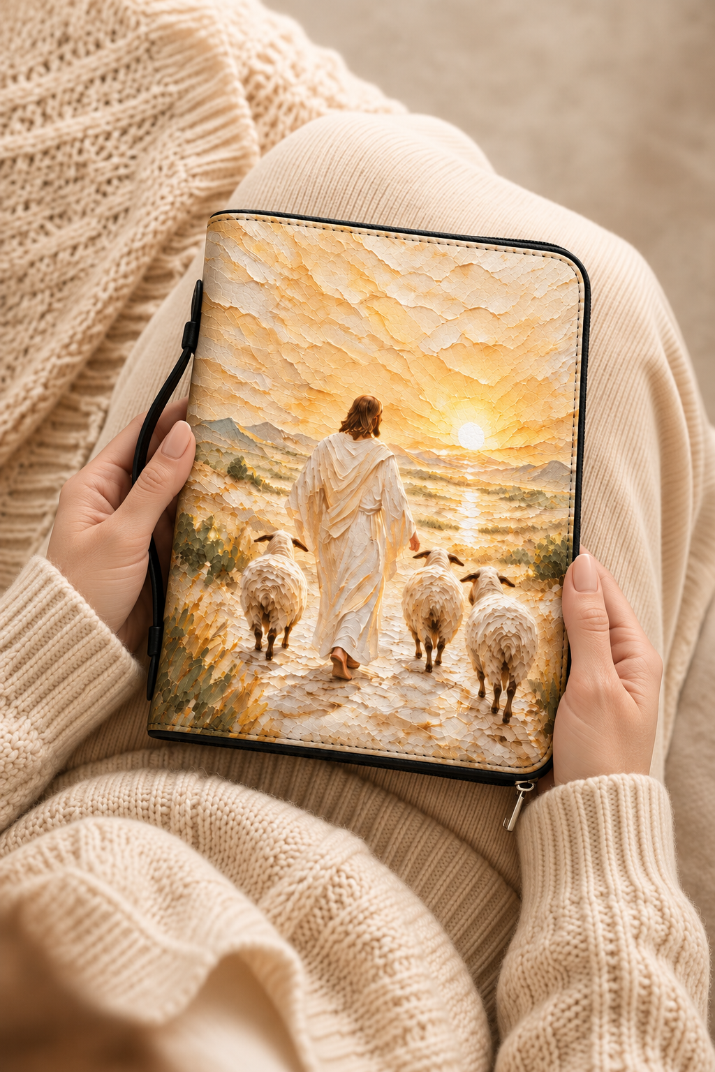 The Shepherds Promise Bible Cover - Leather Bible Cover, hanging display