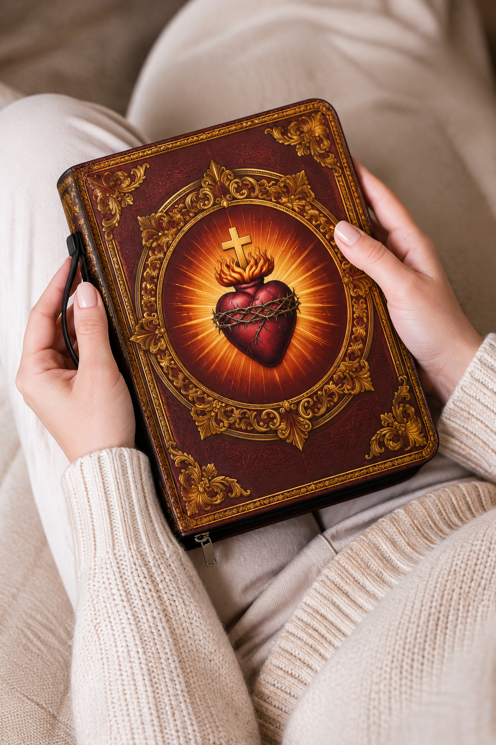 Thorned Heart Bible Cover - Leather Bible Cover, gift presentation