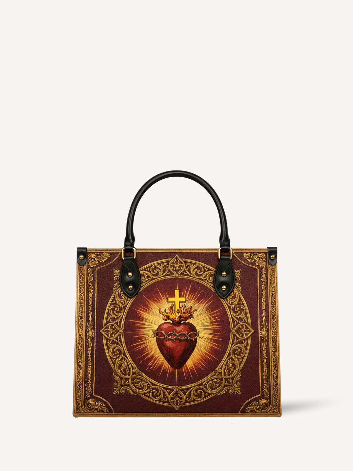 Thorned Heart PU Leather Handbag - Christian Handbag, front view