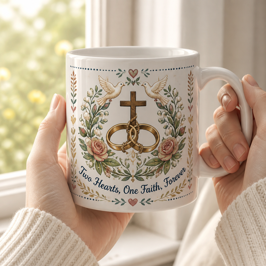 Threefold Cord Of Love Ceramic Mug - Christian Coffee Mug, styled in the home