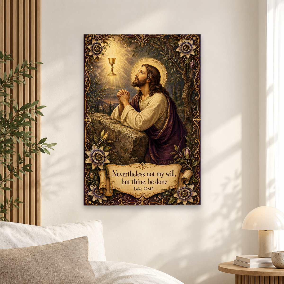 Thy Will In Gethsemane Canvas Wall Art - Christian Wall Art, scale reference