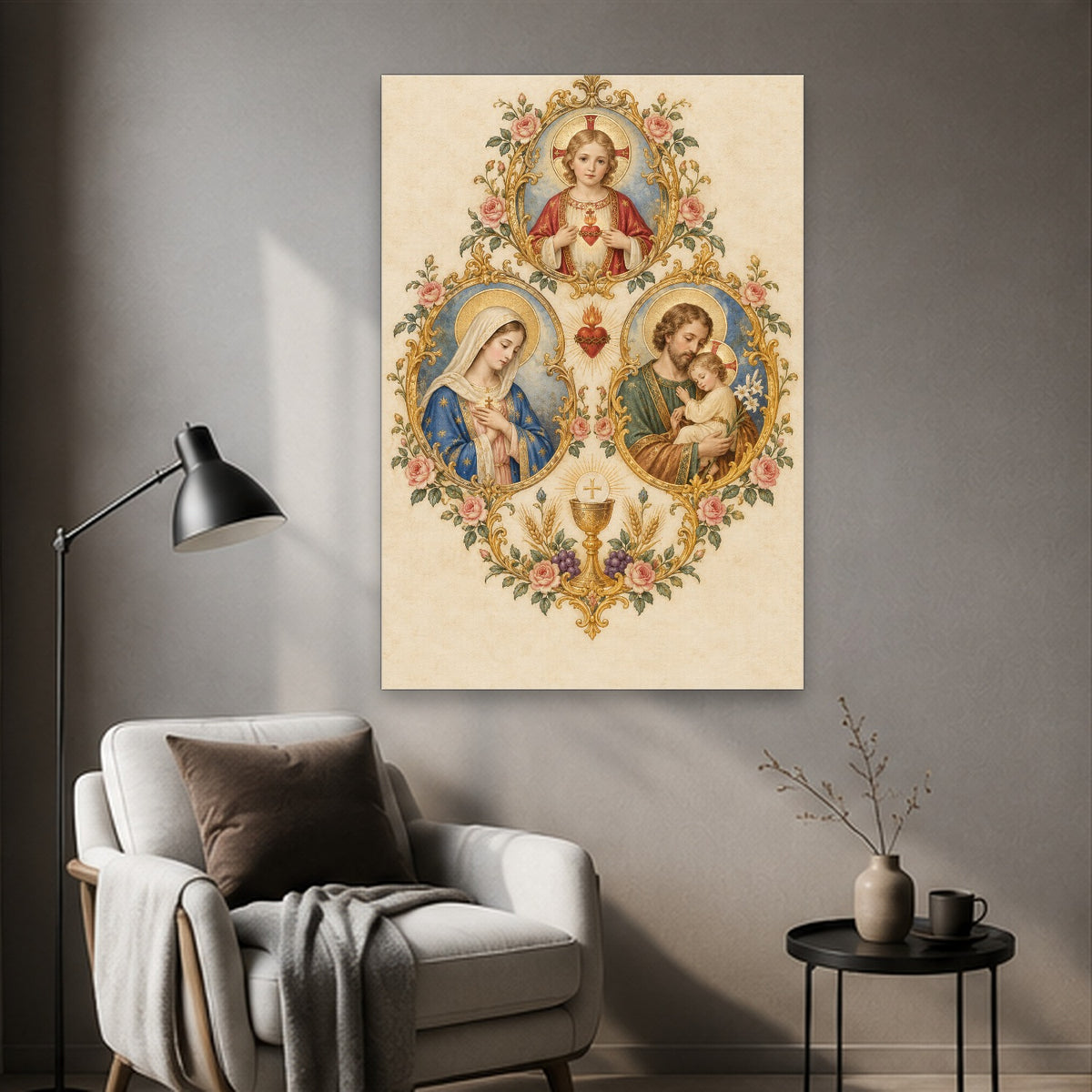 Tres Corda Canvas Wall Art - Catholic Wall Art, styled in the home