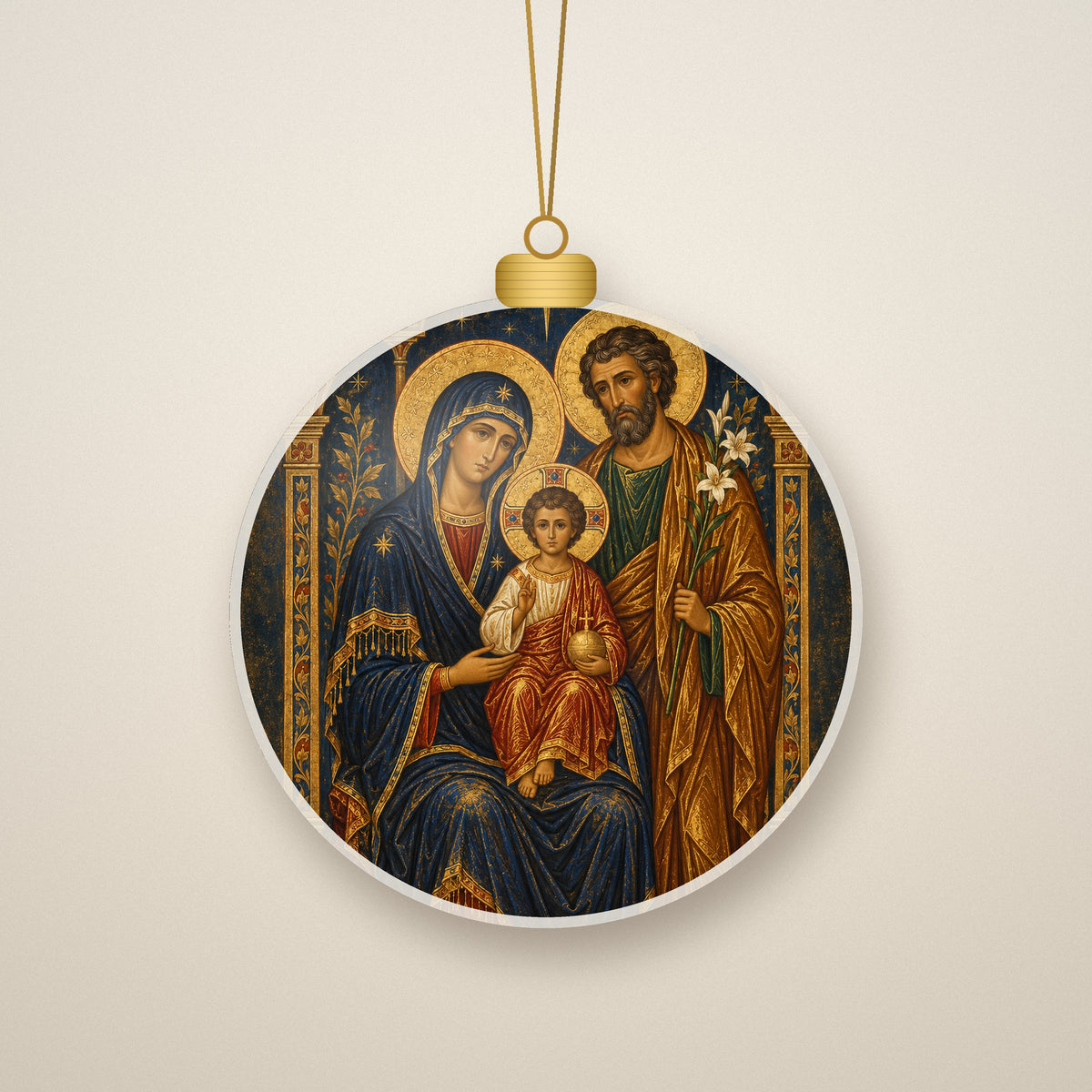 Tres Corda II Ceramic Ornament - Catholic Christmas Ornament, front view