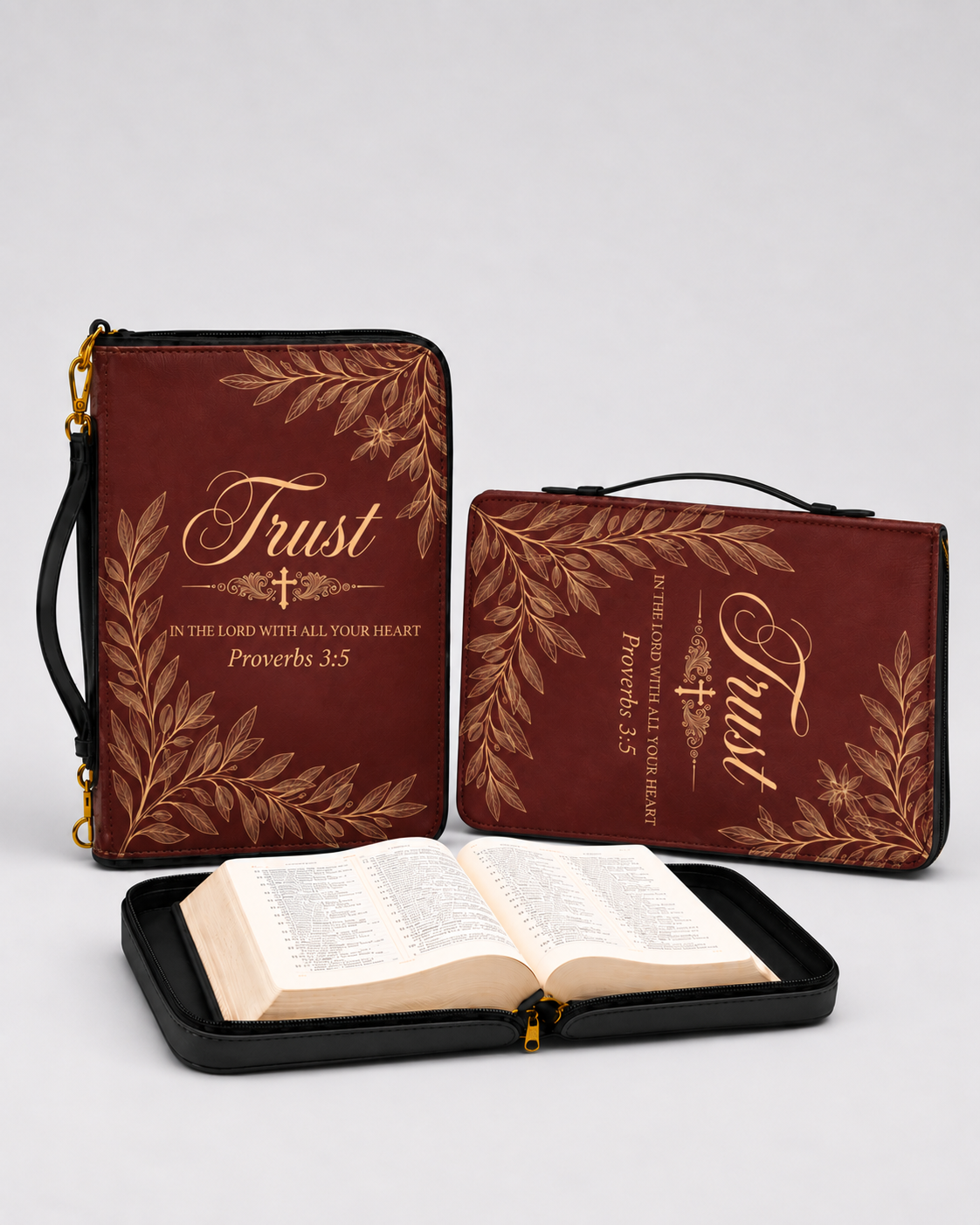 Trust & Grace Bible Cover - Leather Bible Cover, detail view