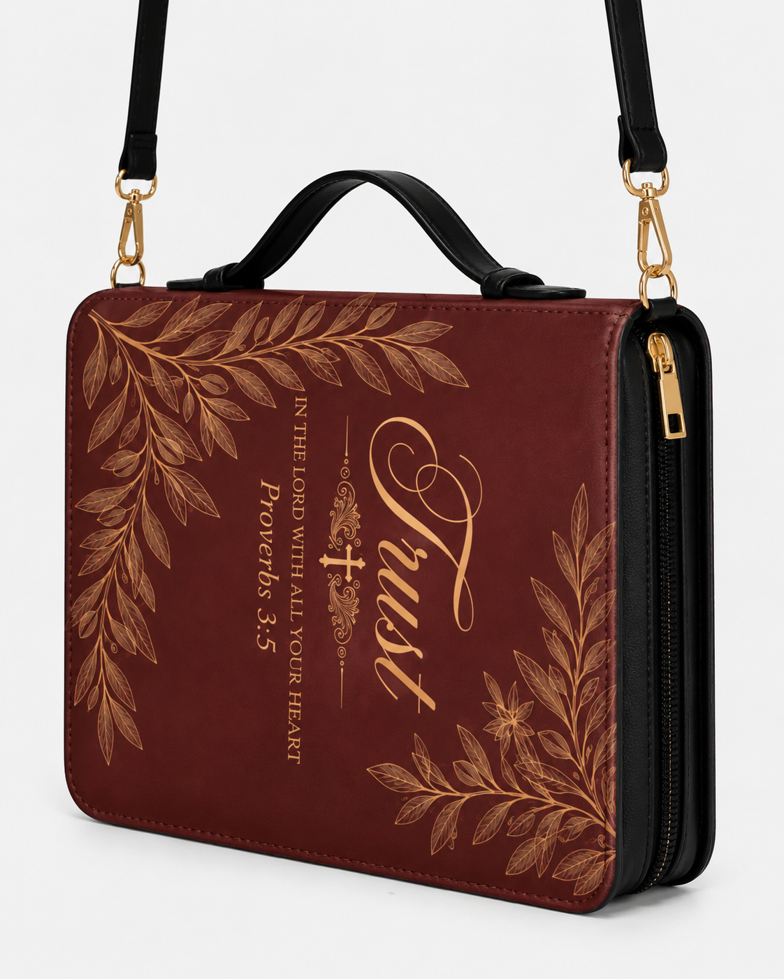 Trust & Grace Bible Cover - Leather Bible Cover, styled in the home
