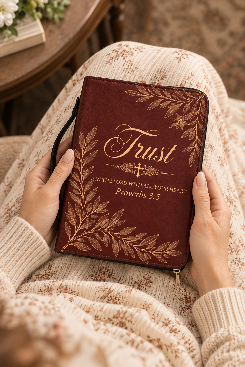 Trust & Grace Bible Cover - Leather Bible Cover, hanging display