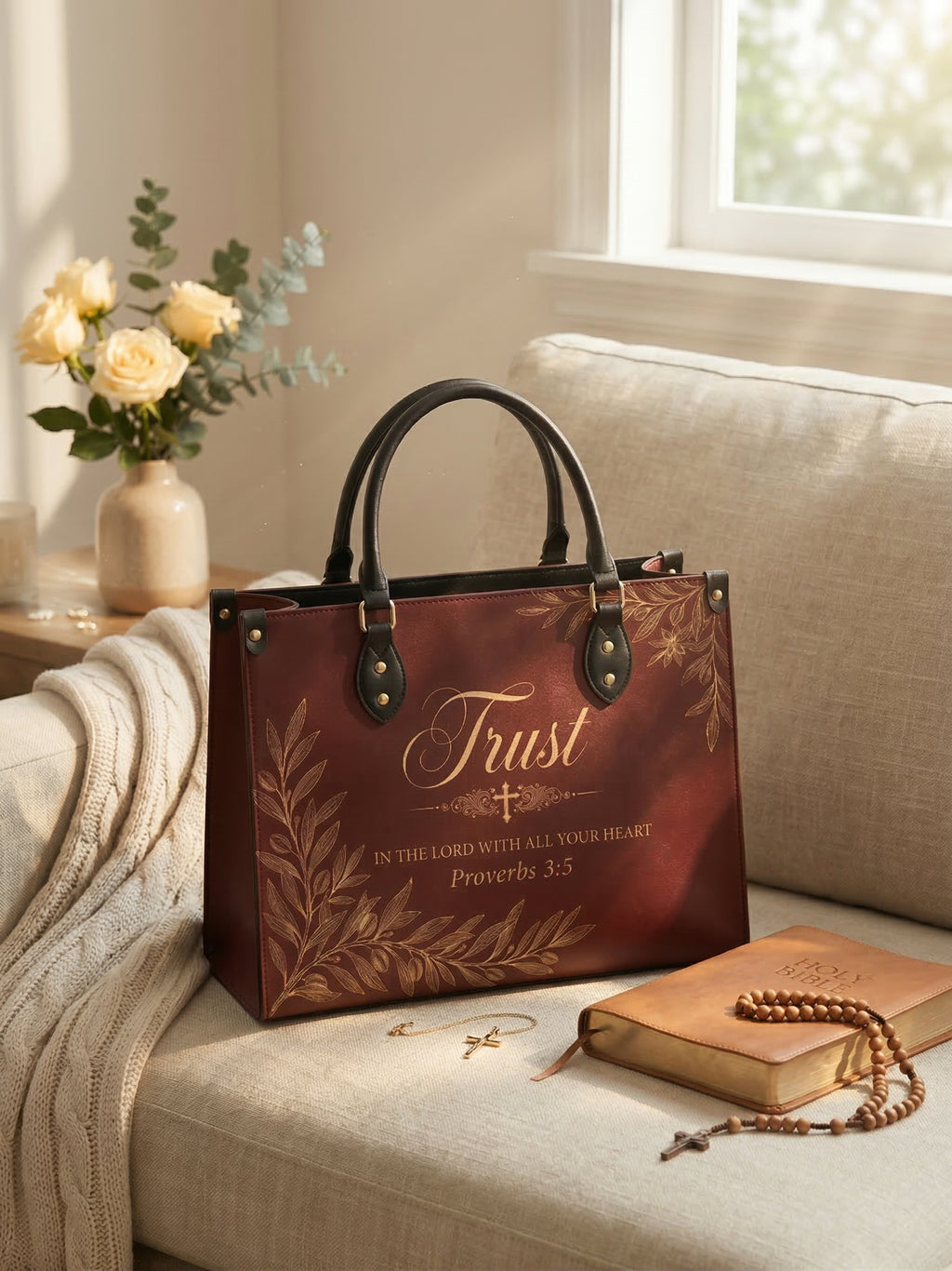"Trust & Grace" Leather Handbag