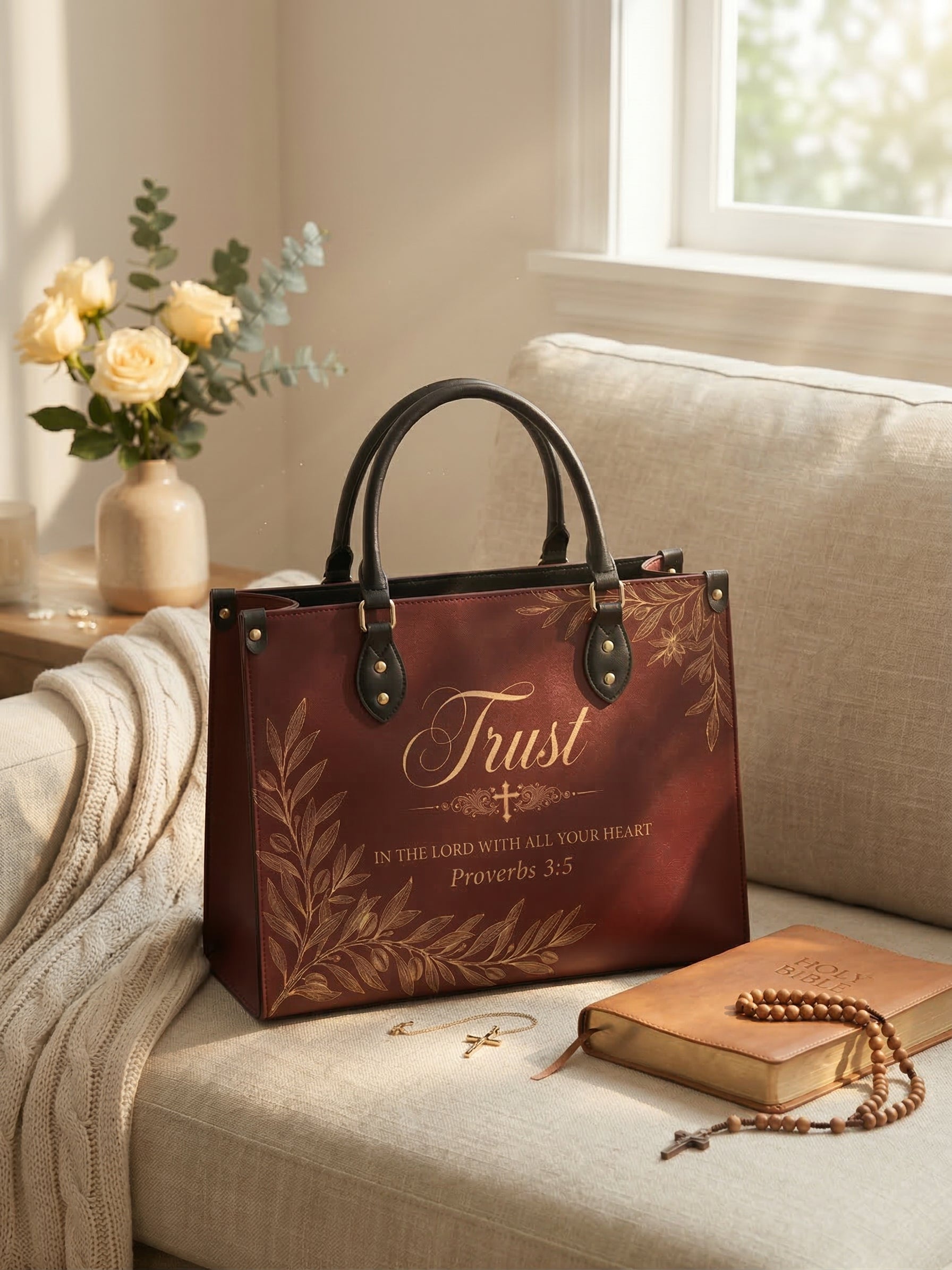 "Trust & Grace" Leather Handbag