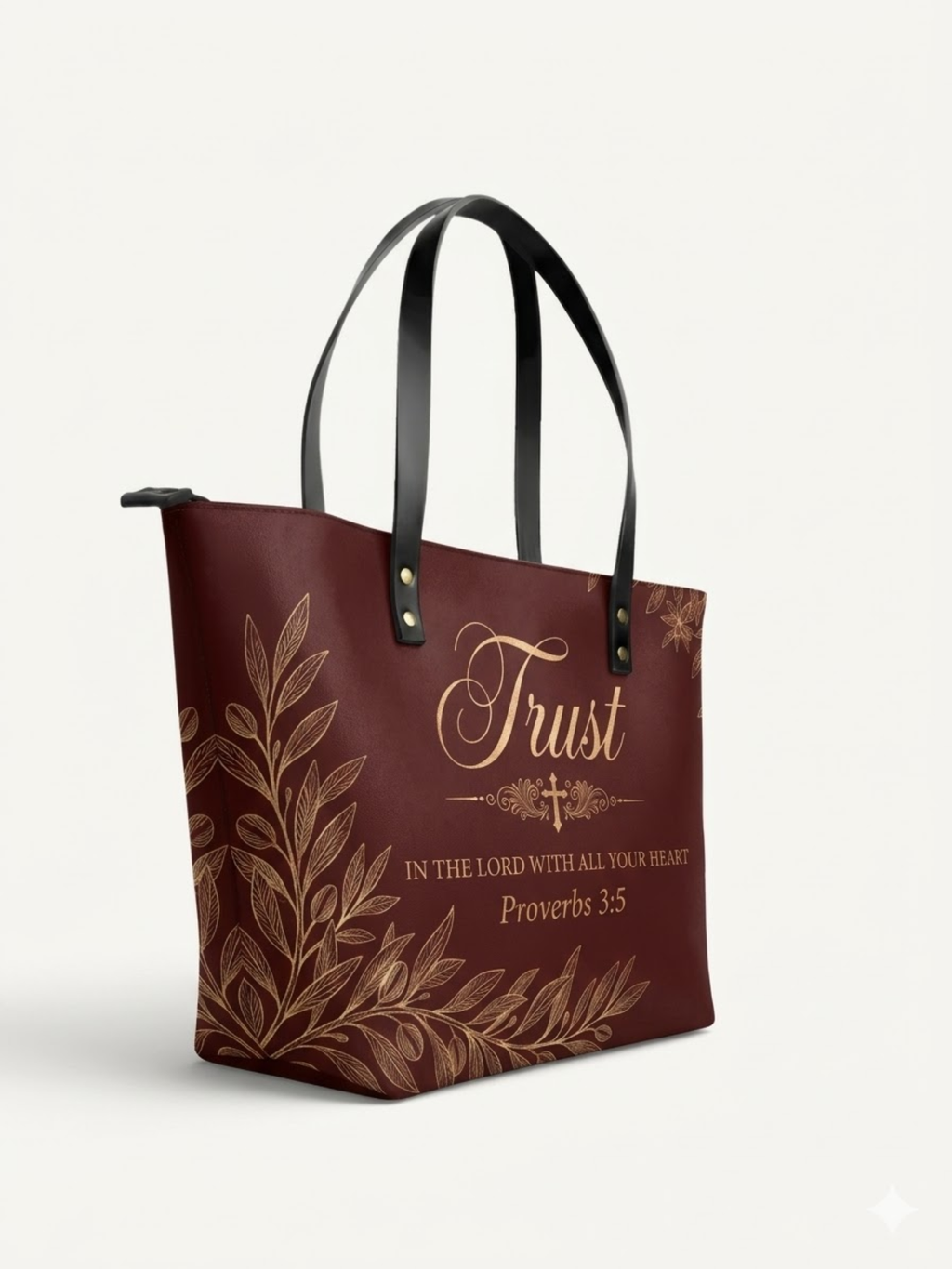 "Trust & Grace" Leather Tote Bag