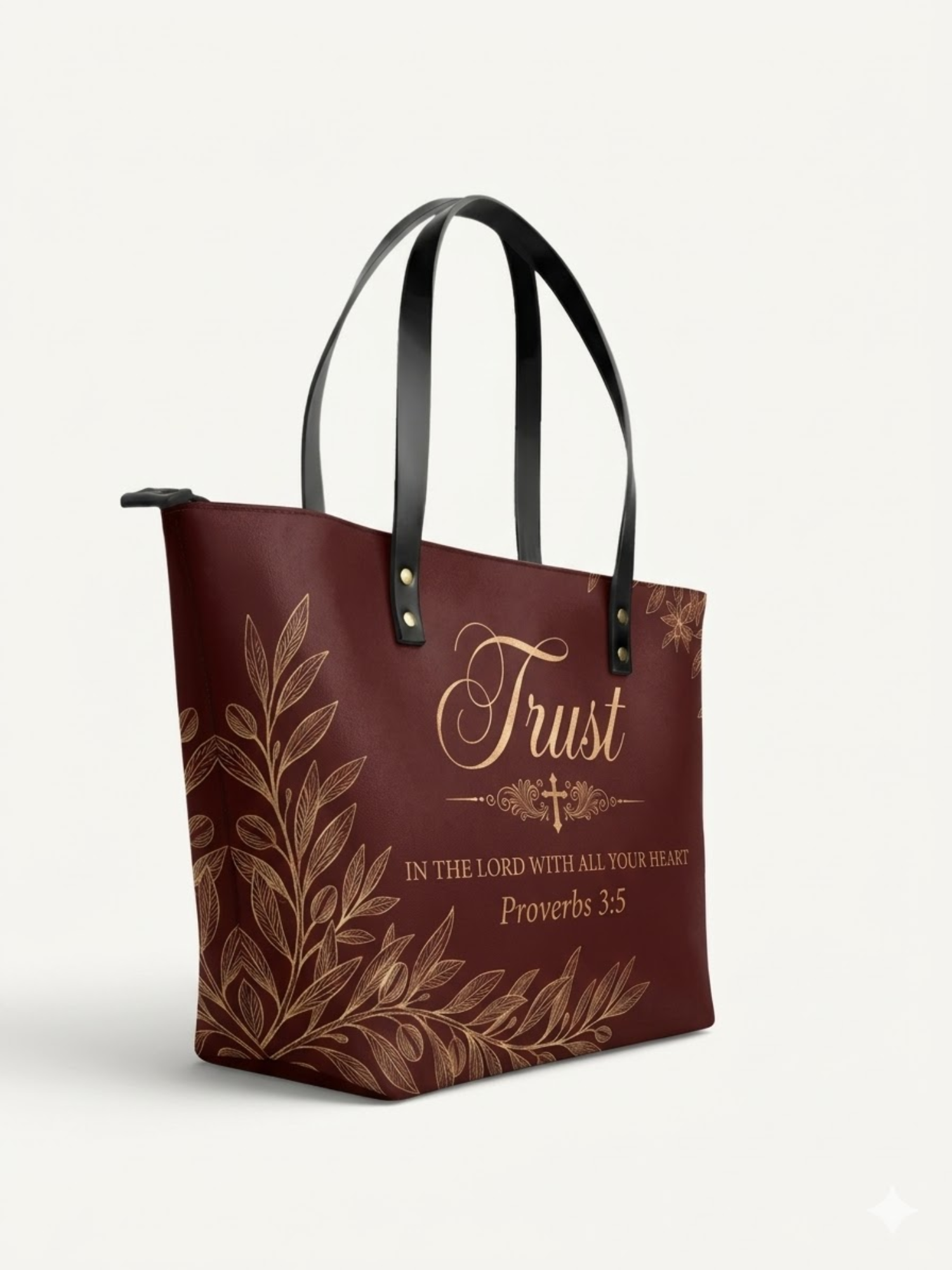 "Trust & Grace" Leather Tote Bag