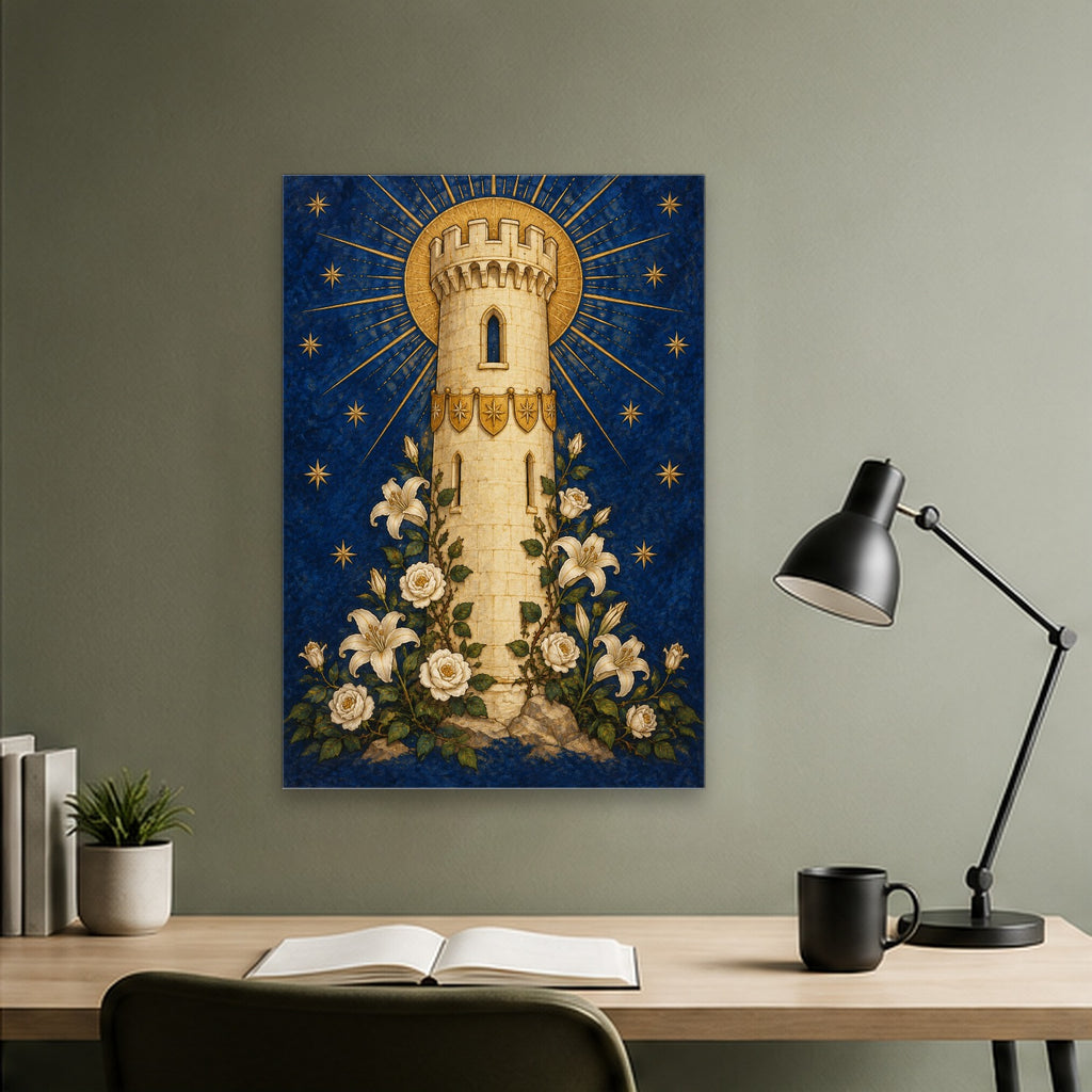 Turris Davidica Canvas Wall Art - Catholic Wall Art, close-up of the print