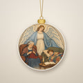 Under His Wings Ceramic Ornament - Catholic Christmas Ornament, front view
