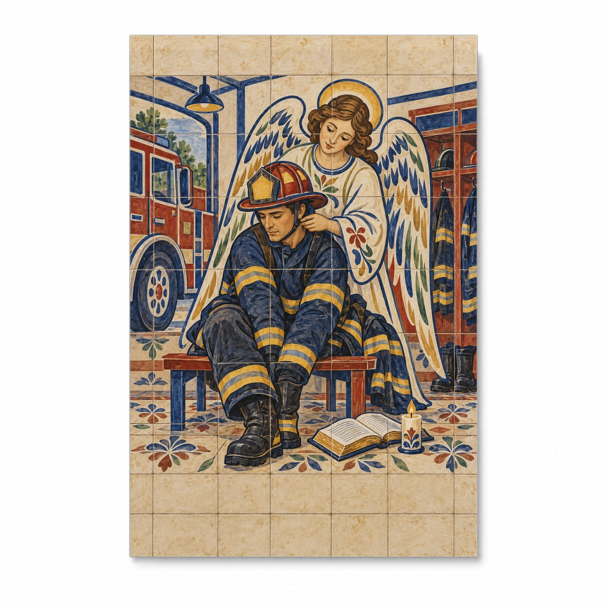Under His Wings in Talavera Canvas Wall Art - Catholic Wall Art, front view