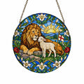 Vicit Leo III Glass Suncatcher - Catholic Suncatcher, front view