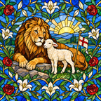 Vicit Leo III Glass Suncatcher - Catholic Suncatcher, scale reference