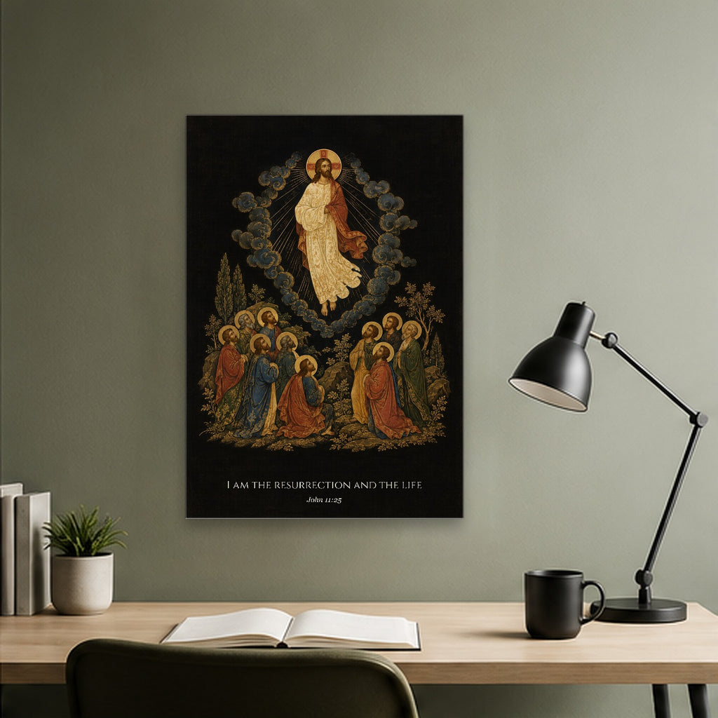 Victor Mortis Canvas Wall Art - Catholic Wall Art, close-up of the print