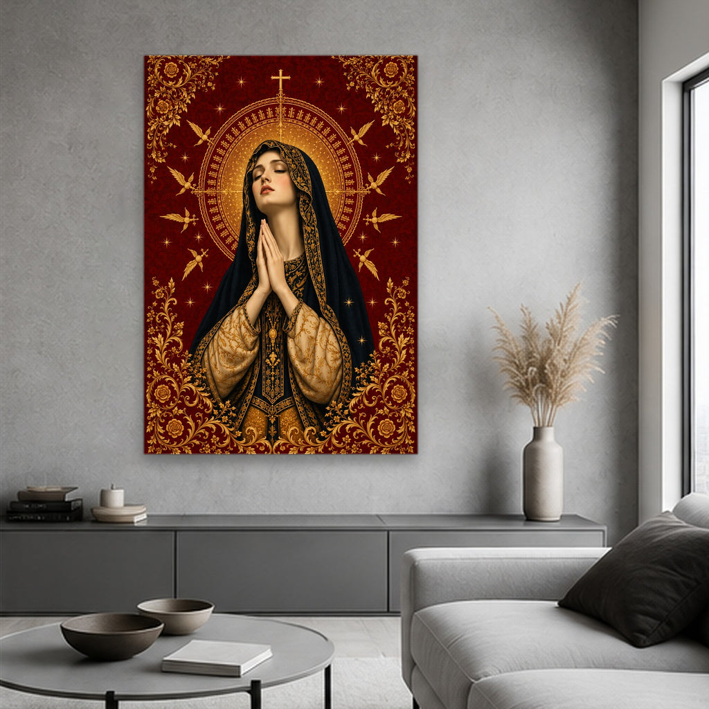Virgin Mary Canvas Wall Art - Catholic Wall Art, hanging display