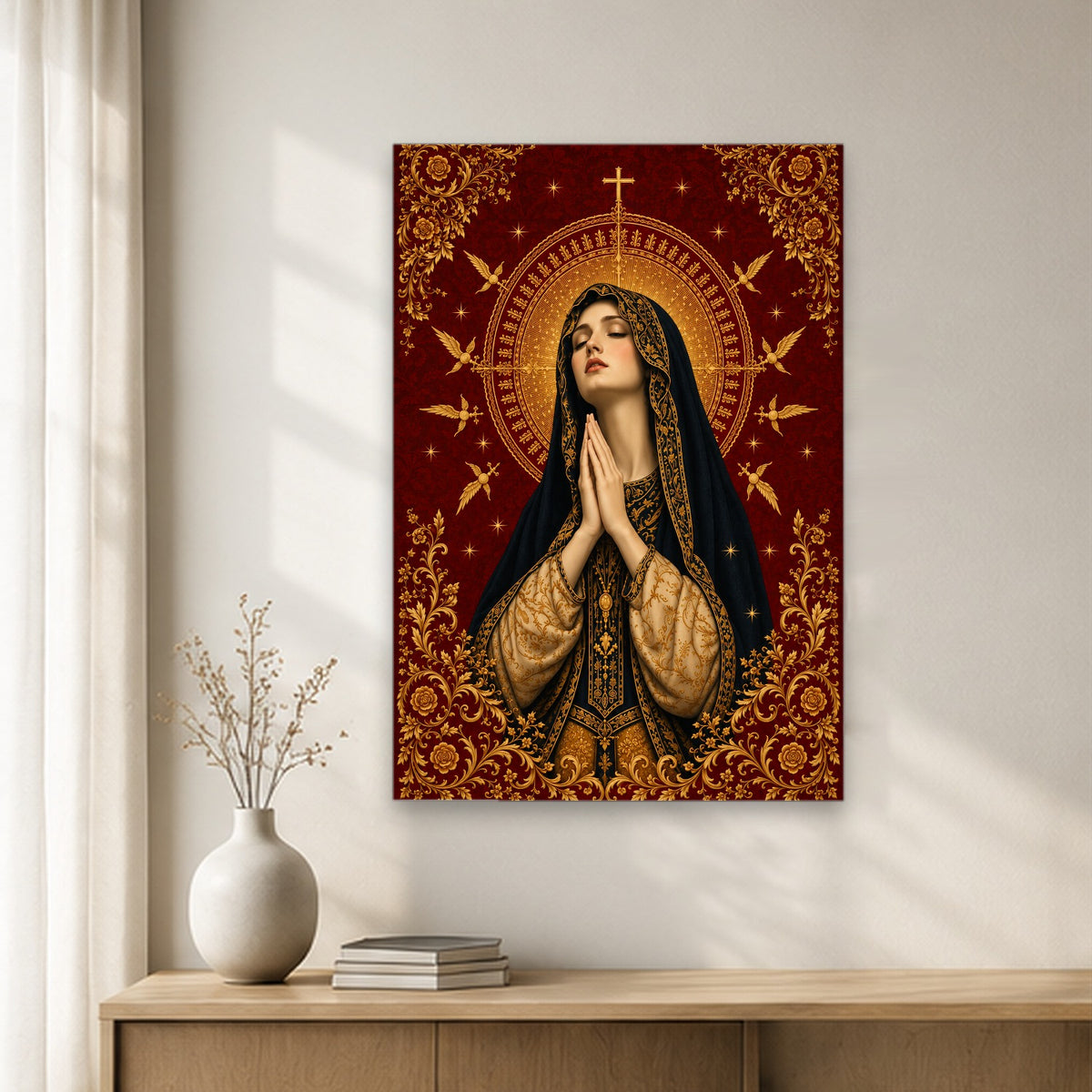 Virgin Mary Canvas Wall Art - Catholic Wall Art, gift presentation