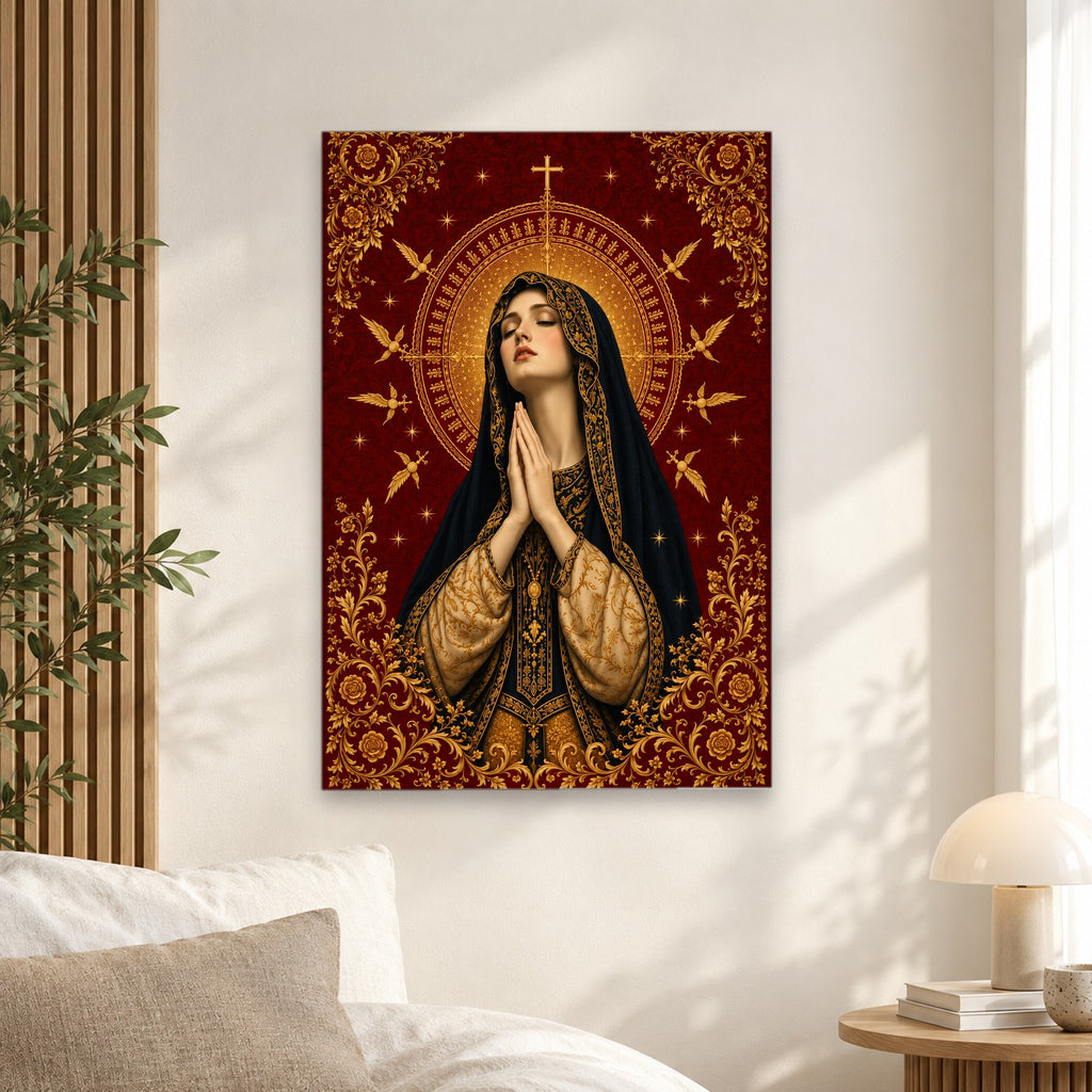 Virgin Mary Canvas Wall Art - Catholic Wall Art, alternate angle