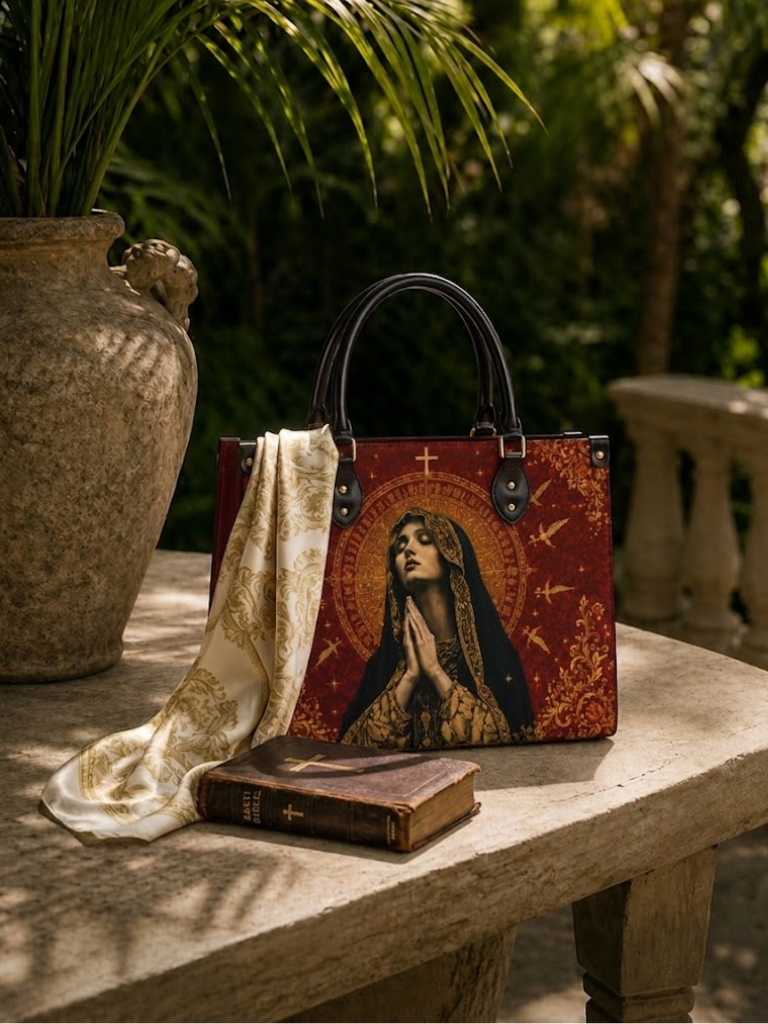 "Virgin Mary" Leather Handbag - Catholic Leather Handbag, View 5