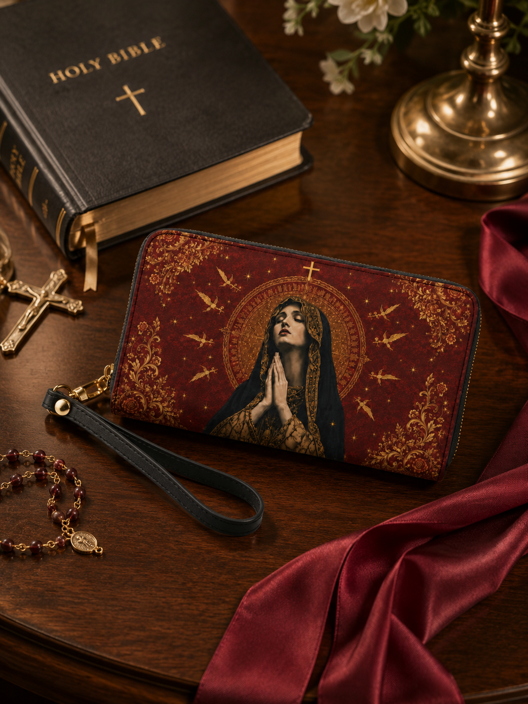 "Virgin Mary" Leather Wallet - Catholic Leather Wallet, View 5