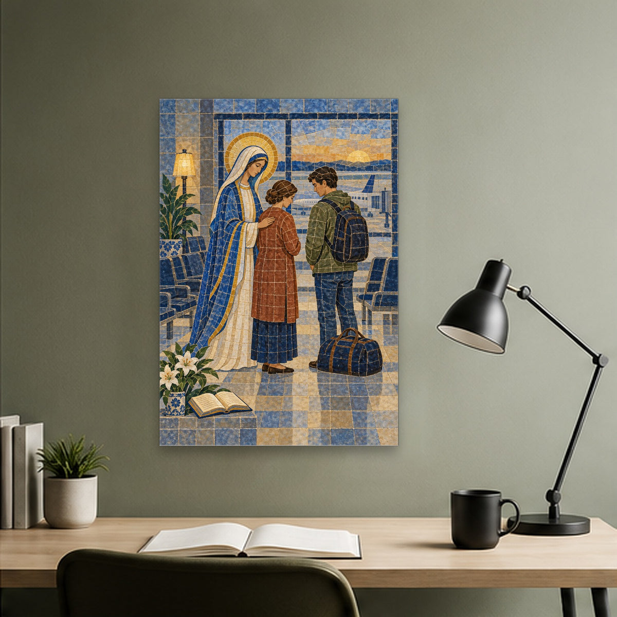Waiting Up Canvas Wall Art - Catholic Wall Art, close-up of the print