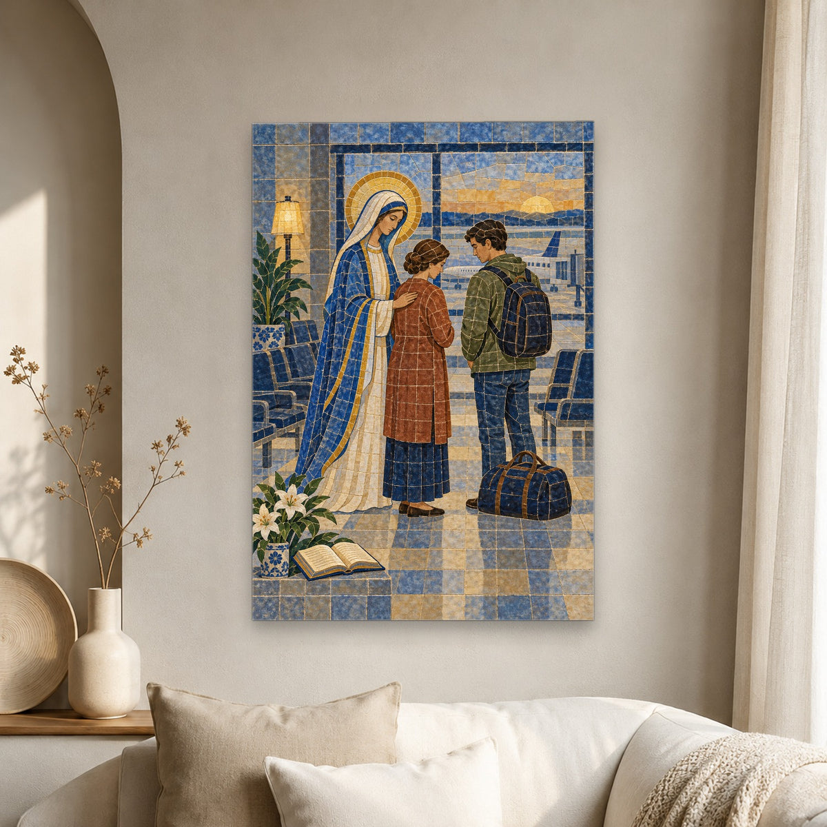 Waiting Up Canvas Wall Art - Catholic Wall Art, scale reference