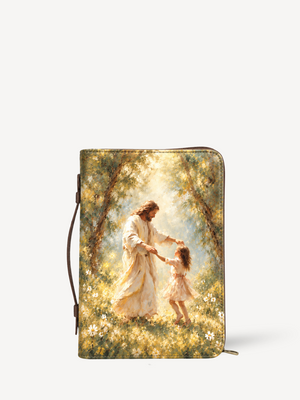 Walk With Me Bible Cover - PU Leather Bible Cover, front view