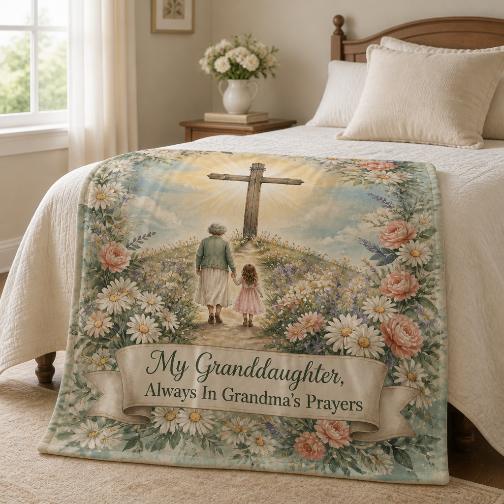 Walking Toward The Cross Fleece Blanket - Christian Blanket, styled in the home