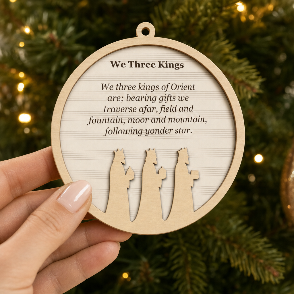 We Three Kings 2-Layer Wooden Ornament - Wooden Christmas Ornament, detail view