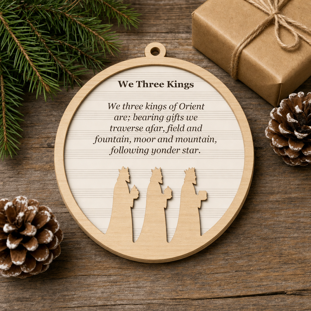 We Three Kings 2-Layer Wooden Ornament - Wooden Christmas Ornament, styled in the home