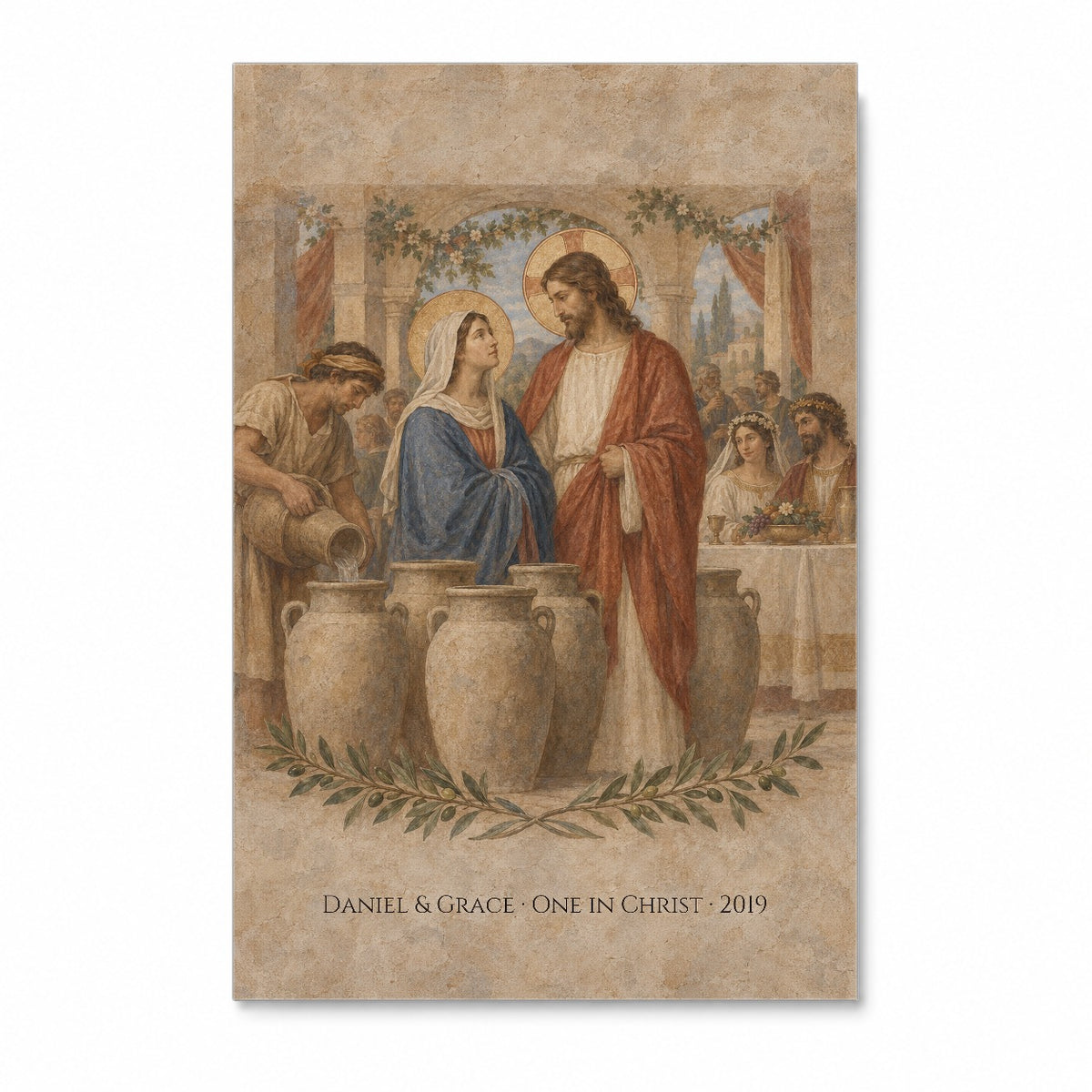 Wedding - Wedding at Cana in Fresco Personalized Canvas Wall Art - Canvas Wall Art, front view