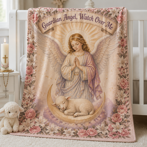 Wings Over The Lamb Fleece Blanket - Christian Blanket, front view