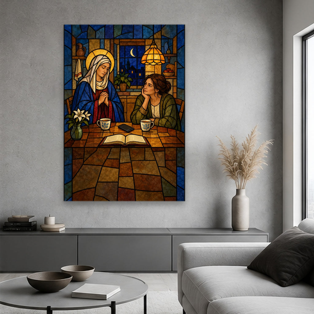 With All Thy Heart Canvas Wall Art - Catholic Wall Art, hanging display