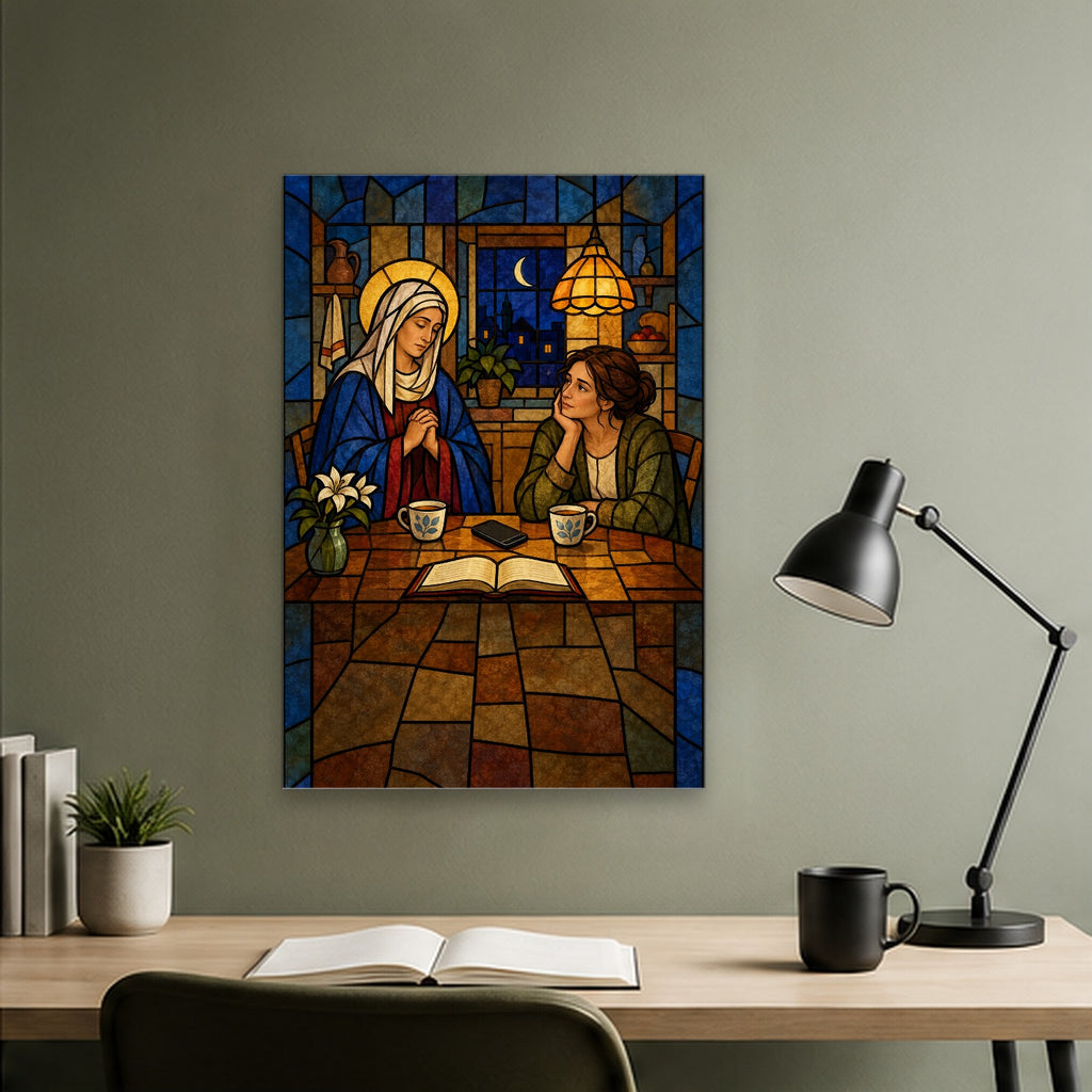 With All Thy Heart Canvas Wall Art - Catholic Wall Art, close-up of the print