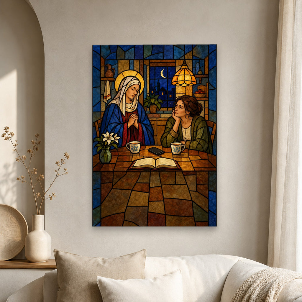 With All Thy Heart Canvas Wall Art - Catholic Wall Art, scale reference
