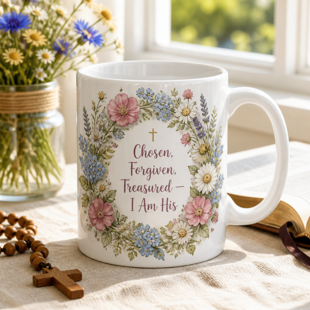 Wreath Of Belonging Ceramic Mug - Christian Coffee Mug, front view
